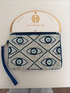 House of Harlow Beaded bag eyes wristlet NWT
